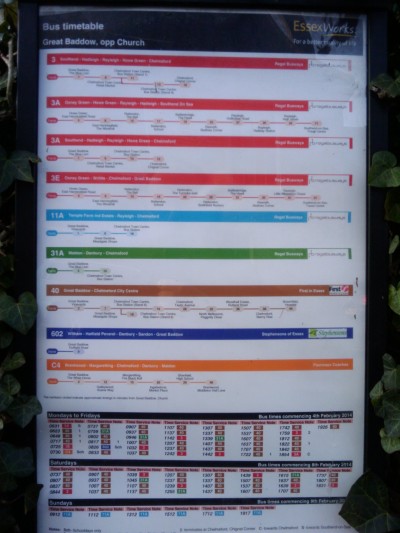 Great Baddow bus timetable 2014-02-24