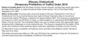 Chelmsford flyover closing